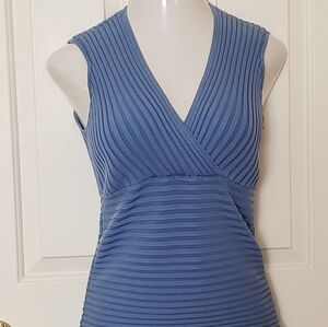 Sleeveless V neck stretchy ribbed tank. L